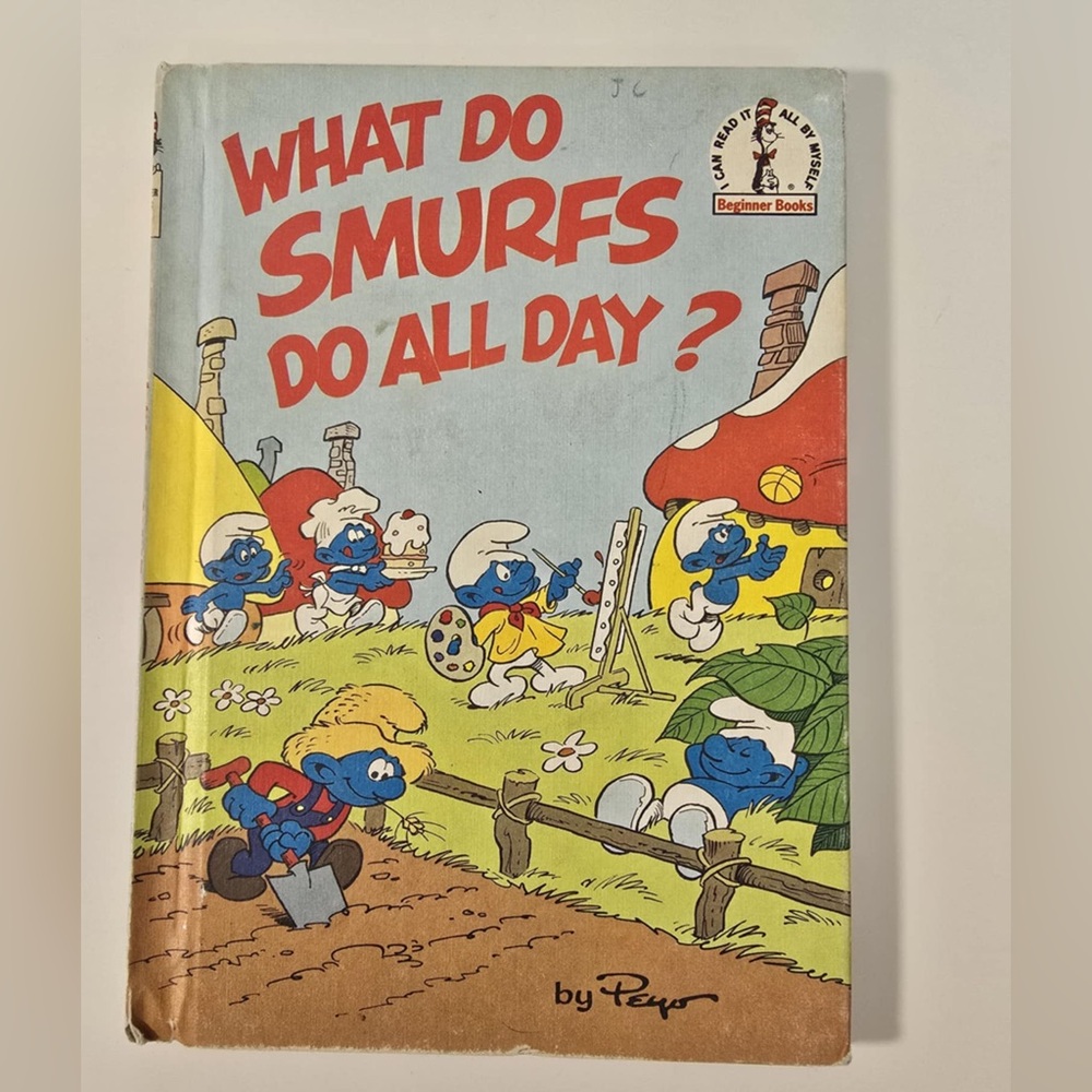 Vintage Book What Do Smurfs Do All Day? by Peyo 1983 Book Club Ed